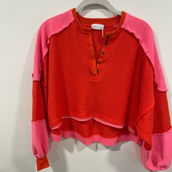 Urban Outfitters Tops - Urban Outfitters Red and Pink Sweatshirt